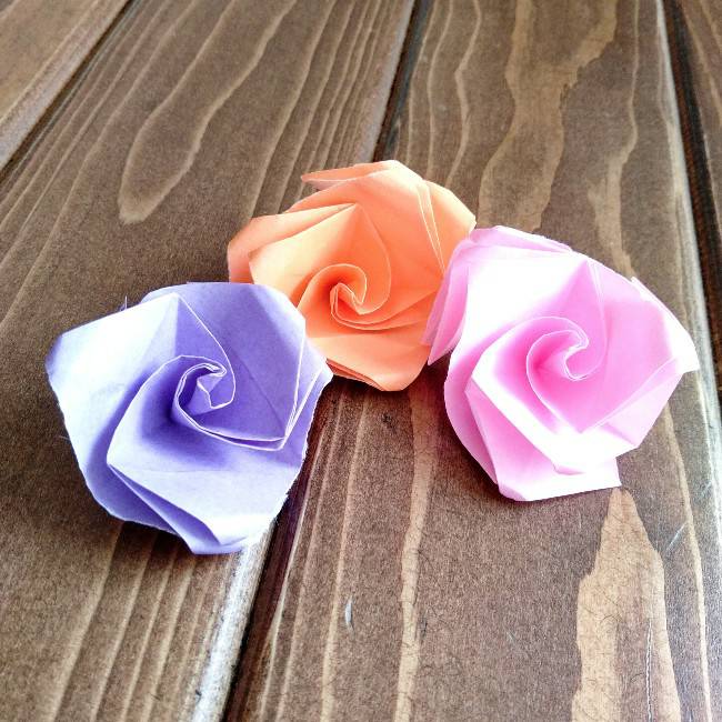 送料無料 新品 折り紙 バラの花と葉 薔薇 紫 その他